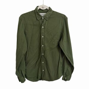 Frank & Eileen Don Shirt XS Green Button Front Cotton Long Sleeve Italy Top